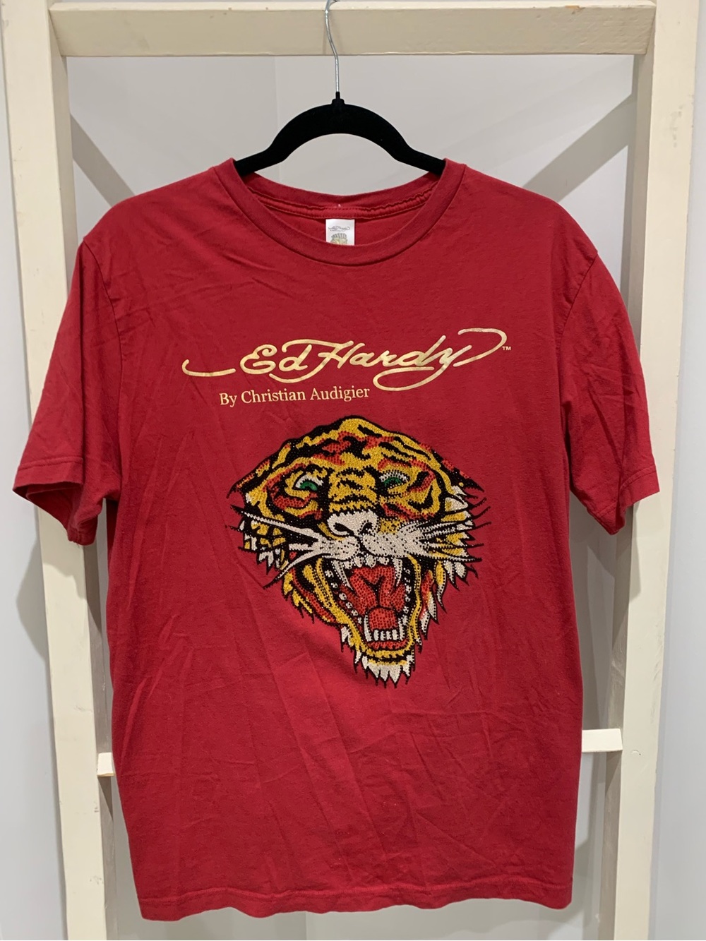 Vintage Red Ed Hardy Tiger Tee • Cyber Y2K Streetwear